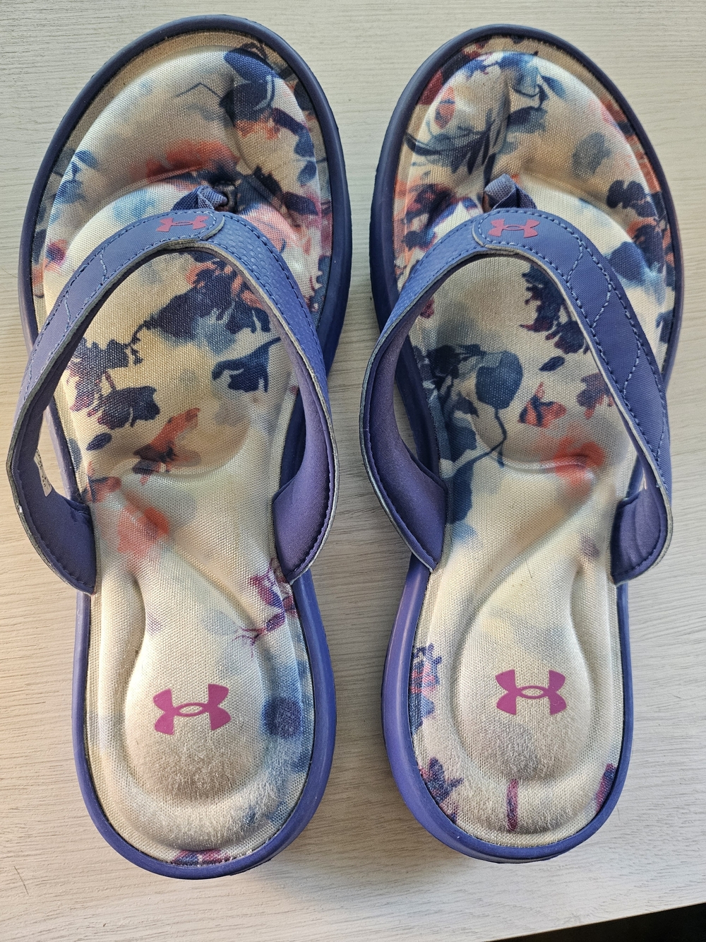 Under Armour Purple Floral-Print Women's Flip Flops